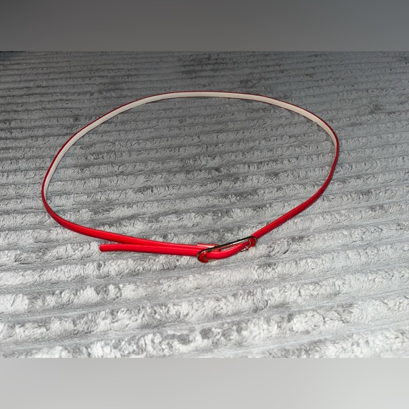 80s Vintage Skinny Red Patent Leather Belt 47” Length - Picture 3 of 7